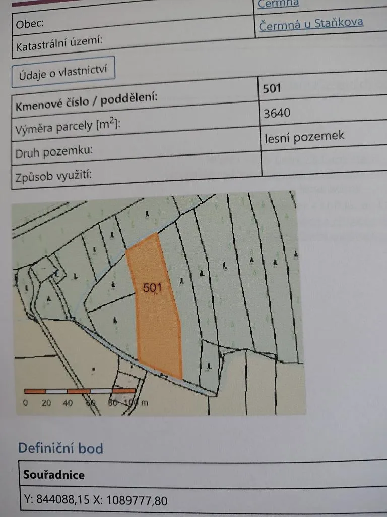 Prodej lesa 11600 m²